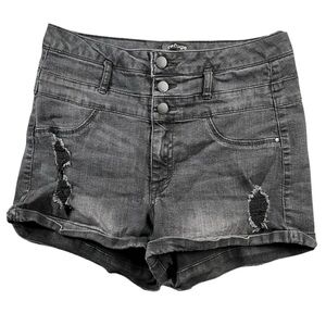 Refuge Women’s Distressed Triple-Button Denim Shorts | Size 2
